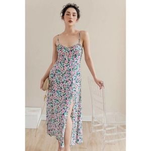 Zara Printed Floral Strappy Midi Dress Women's Size  Small